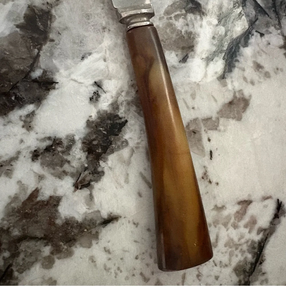 Vintage Butterscotch Tortise Swirl Bakelite Handle Knife Stainless Steel Blade